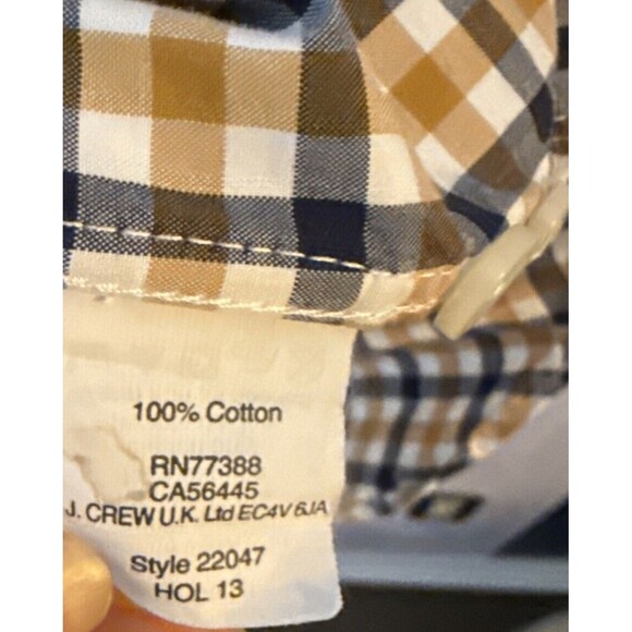 J Crew Shirt Mens Medium Yellow Check Button Up Long Sleeve Slim Office Corpcore - Picture 5 of 7
